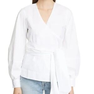 Ganni | Cotton Poplin Wrap Top